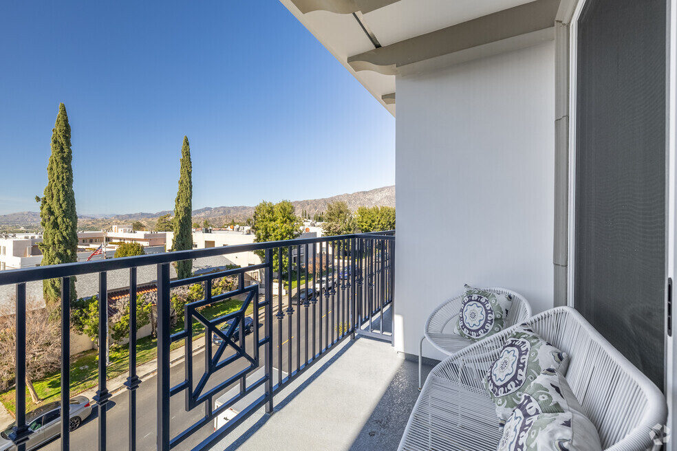 View of the San Gabriel Mountains from a Commerce Villas balcony